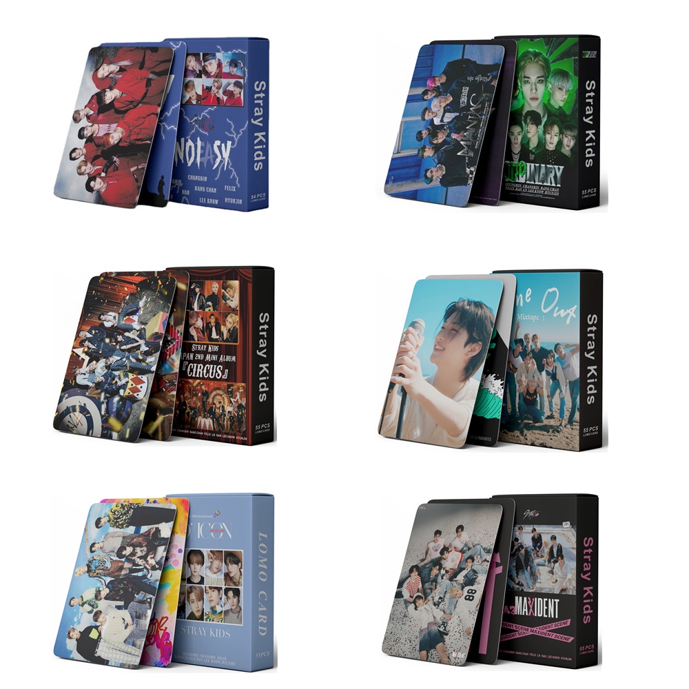 55Pcs/box Kpop Stray Kids Postcards 2023 MAXIDENT Lomo New Album Cards Boys Straykids Photo Cards for Fans Collection