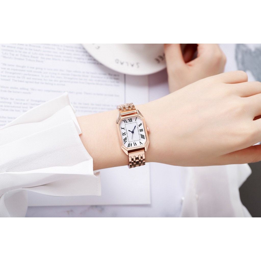 RRNS 181 Jam Tangan Strap Stainless Analog Casual Gaya Retro Untuk Wanita Watch Korean Fashion