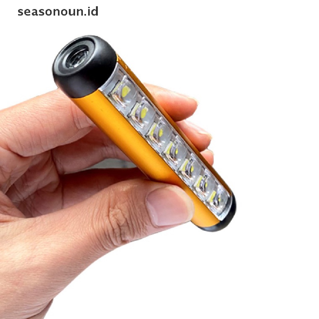 Seasonoun Senter LED Mini COB Lamp Obor Sangat Terang Dengan Clip Magnet Work Light.