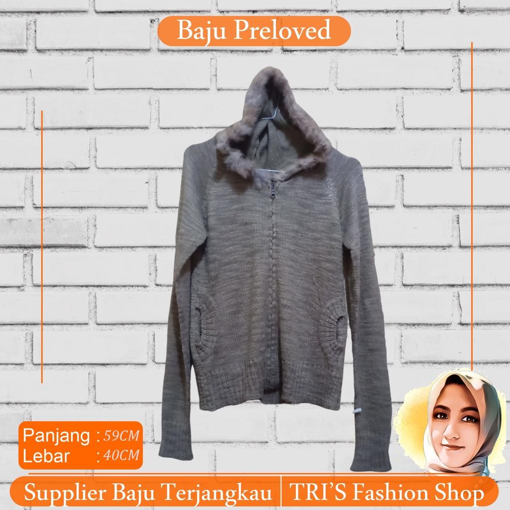 Sweater Jaket Rajut Bulu Panjang Wanita Dewasa Vintage All Size - Fit L