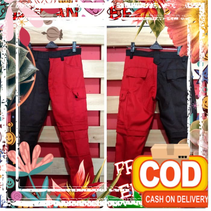 CELANA ALPIN ALVIN KEMPOL GUNUNG PANJANG PENDEK CELANA CARGO PANJANG PRIA WARNA MERAH HITAM PUNK / p