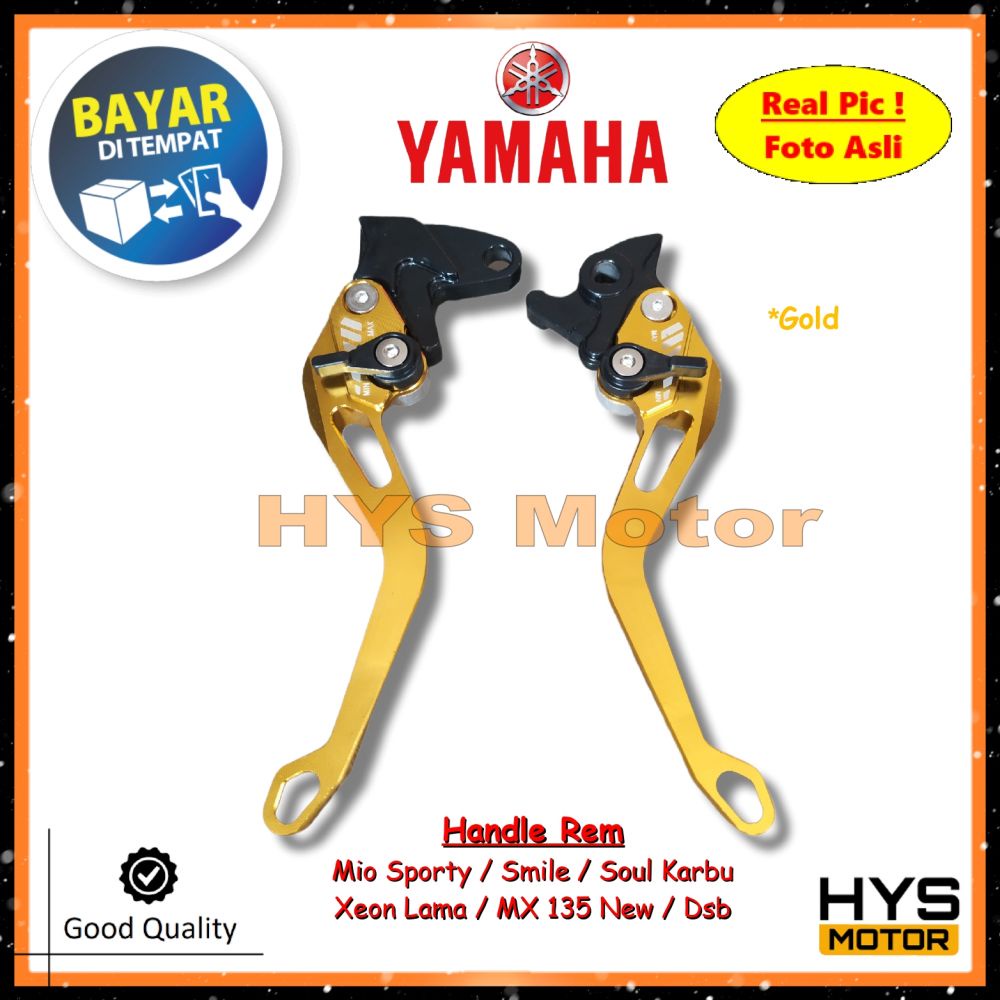 HYS Handle Rem Variasi MIO SPORTY SMILE SOUL KARBU XEON LAMA MX 135 NEW - FULL CNC GOLD