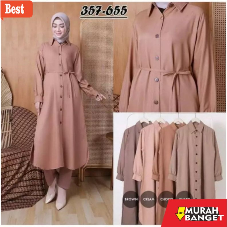 Tunik jumbo terbaru untuk wanita- Baju Long Dress Tunik Kemeja Wanita Remaja Jumbo Basic Polos Musli