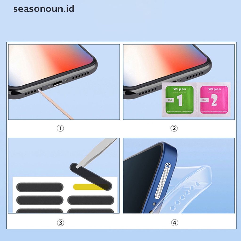 Seasonoun 4PCS Stiker Jaring Tahan Debu Telepon Lubang Suara Speaker Lubang Anti Debu Untuk Iphone1213.