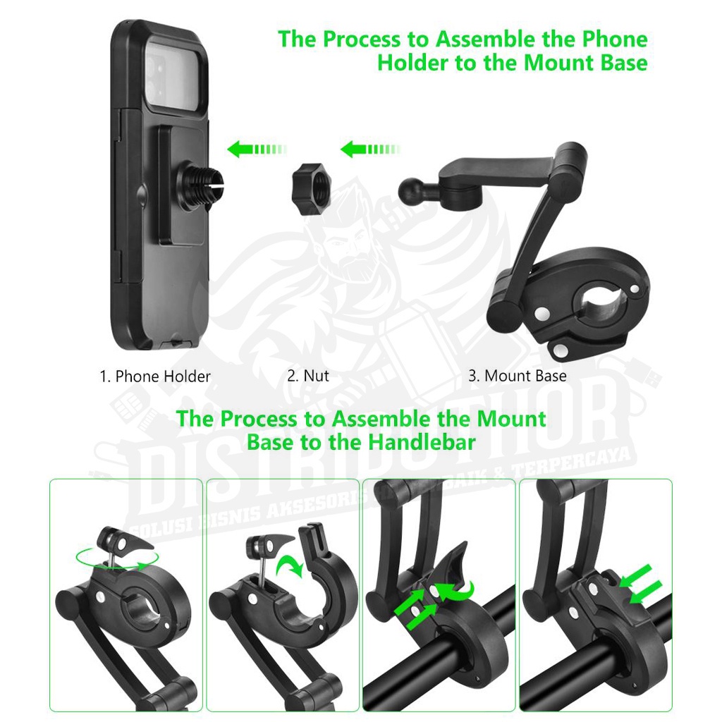 Phone Holder Motor Waterproof Tempat dudukan Hp di stang Sepeda Anti Air Stand Handphone Kereta NB18