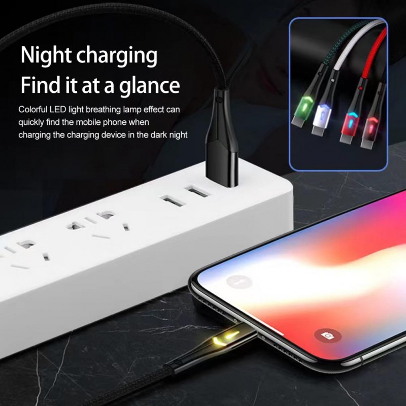 Kabel Data USB Dengan LED Anti-Berliku Perangkat Umur Panjang Charge Type-C Kabel Pengisian Cepat Untuk Rumah