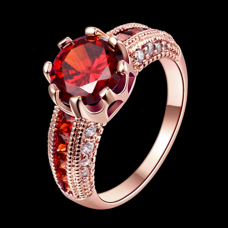 Goldkingdom Aksesoris Perhiasan Fashion Ready Stock Desain Kreatif Cincin Pasangan Eropa Dan Amerika Dengan Berlian Rose Gold