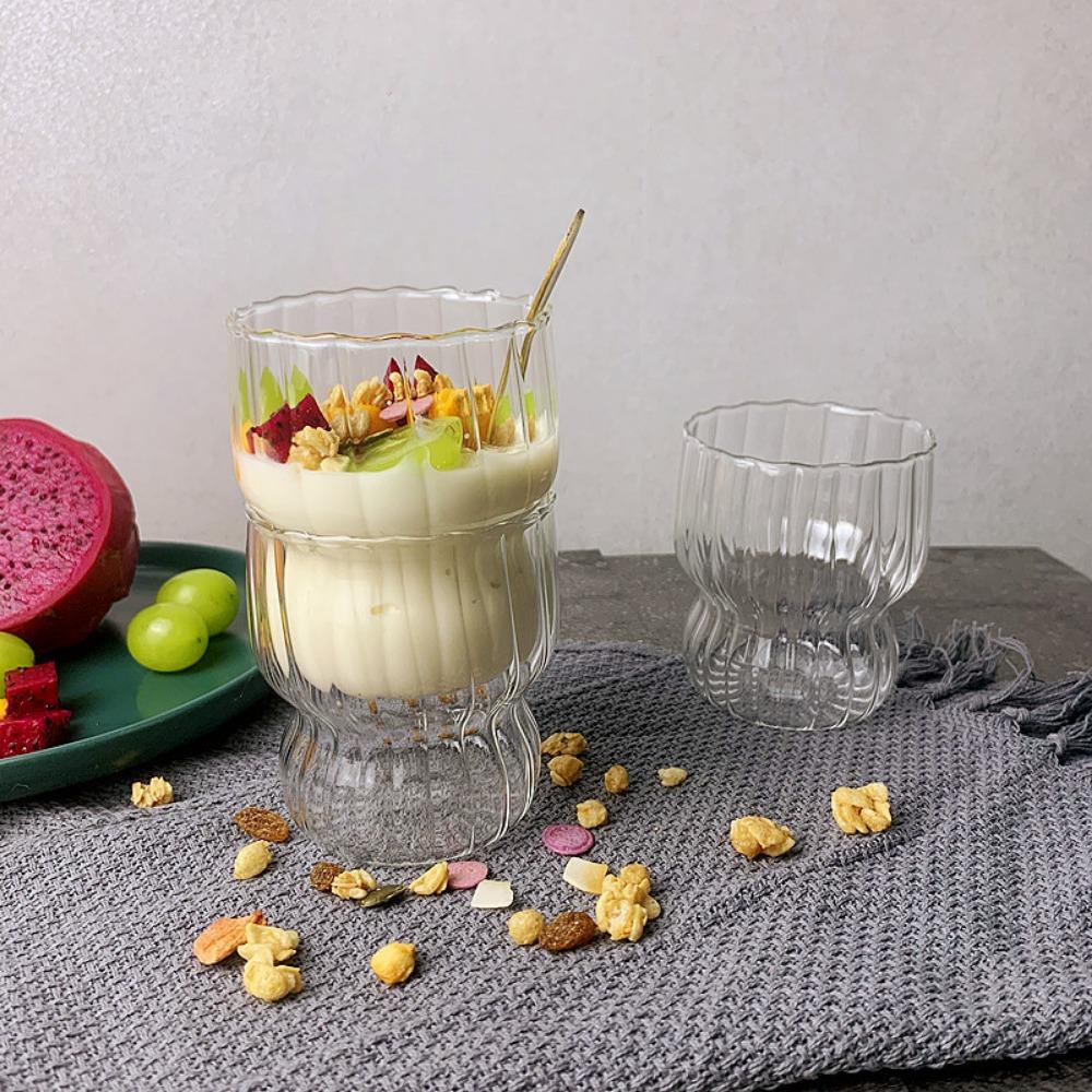 Solighter Striped Glass Cups Gelas Wine Susu Yogurt Cafe