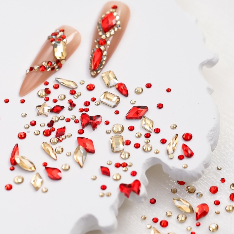 Siy Clear Nail Art Rhinestones Clear Galss Kuku Permata 3d Glitter Nail Art Dekorasi Perhiasan Kuku Datar Kembali Kuku Kristal