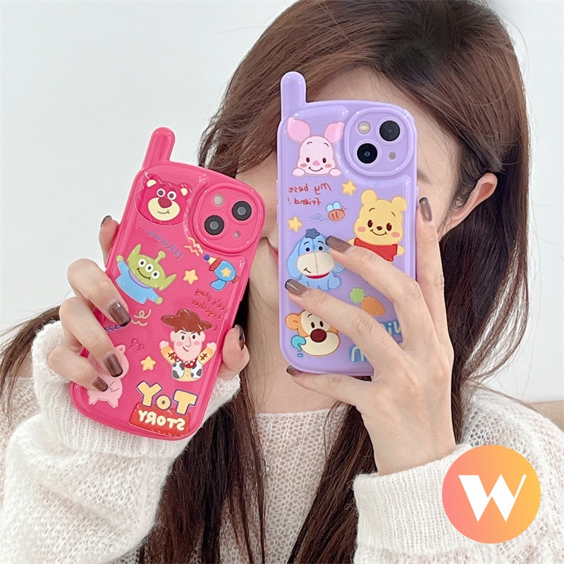 IPHONE Kartun Toy Story Cute Winnie The Pooh Case Kompatibel Untuk Iphone7 8 Plus XR 11 14 12 13 Pro Max X XS Max SE 2020 Lovely Manyo Retro Kepribadian Bentuk Ponsel Seluler Soft Cover