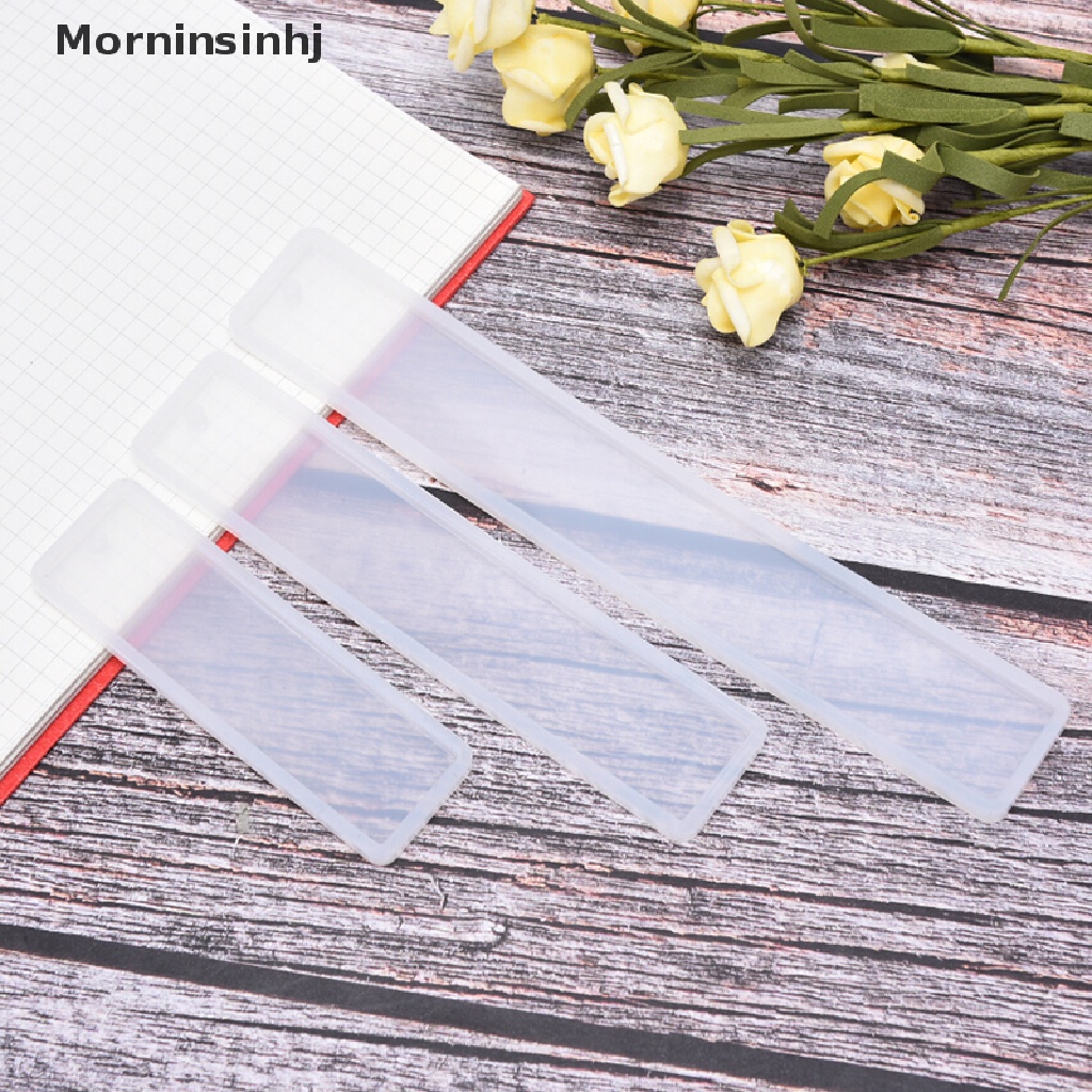 Mornin 3Pcs Persegi Panjang Bookmark UV Cetakan Silikon Epoxy Resin Mold DIY Kerajinan Membuat id