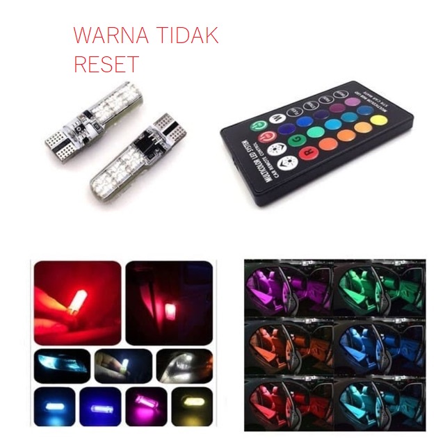 Lampu LED T10 RGB Remote Wireless Lampu Kota Senja Motor Mobil