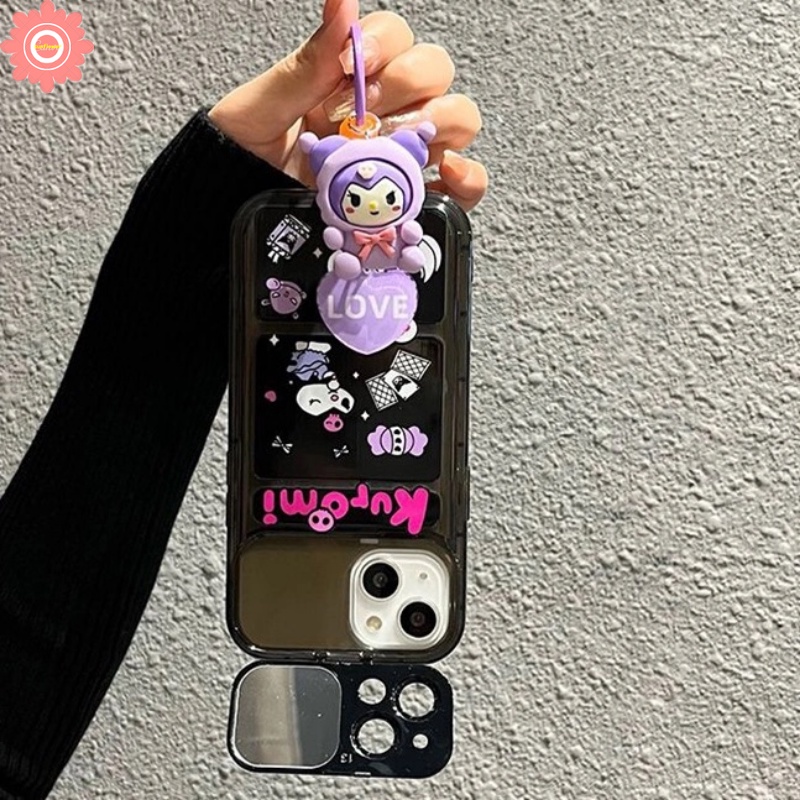 Case Compatible for IPhone 11 XR 14 13 12 Pro Max 7 8 14 Plus X XS MAX SE 2020 Shockproof Lovely Cartoon Kalomi Creative Flip Make Up Mirror Soft TPU Phone Back Cover Case