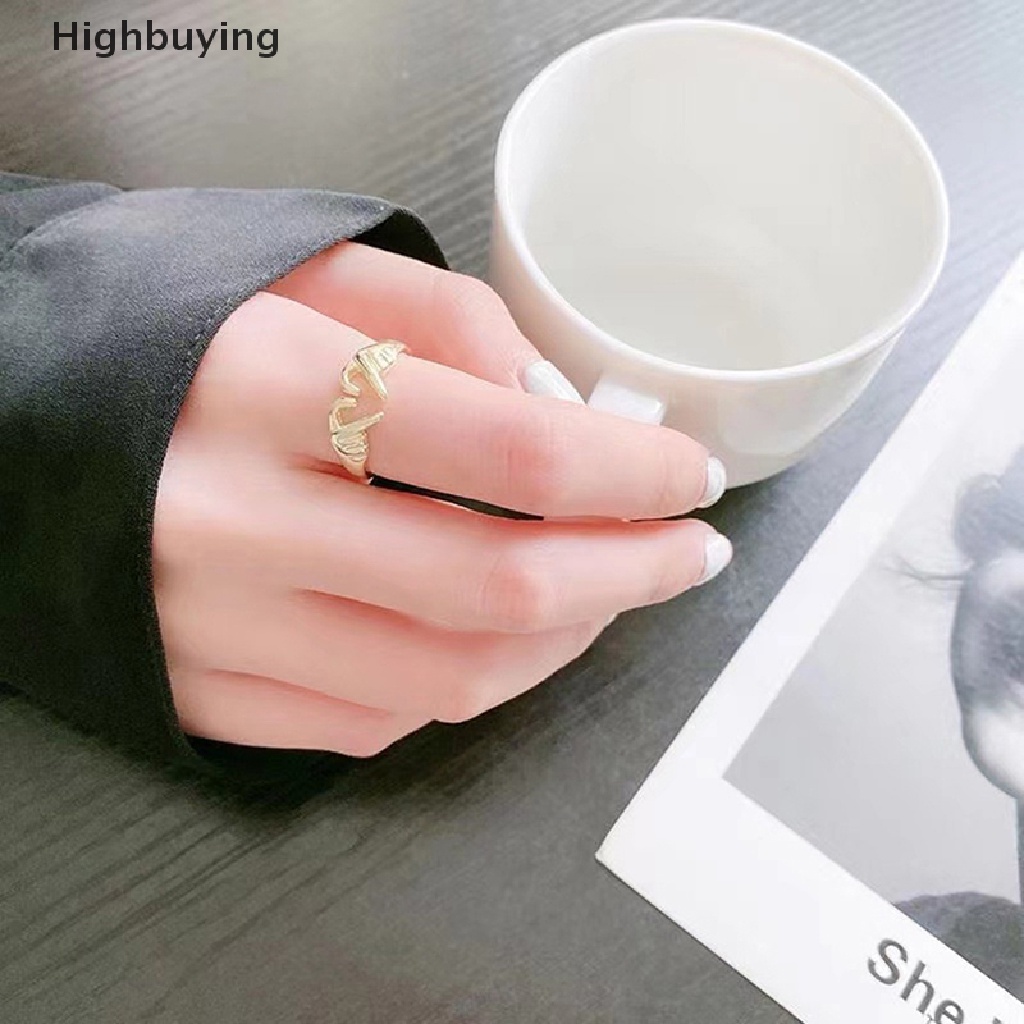 Hbid Fashion Cincin Pasangan Hati Tangan Ganda Untuk Wanita Perhiasan Yang Dapat Disesuaikan Hadiah Hari Valene Glory