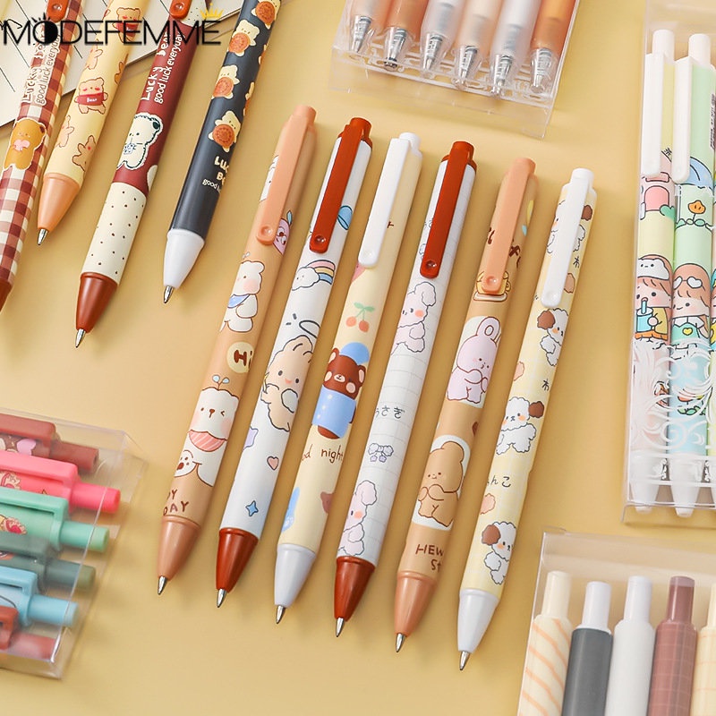 1pc 0.5mm Cow Bear Press Neutral Pen Alat Tulis Siswa Peluru Tanda Tangan Pulpen Beruang Coklat Cream Kelinci Press Netral Pen Perlengkapan Sekolah Dan Kantor