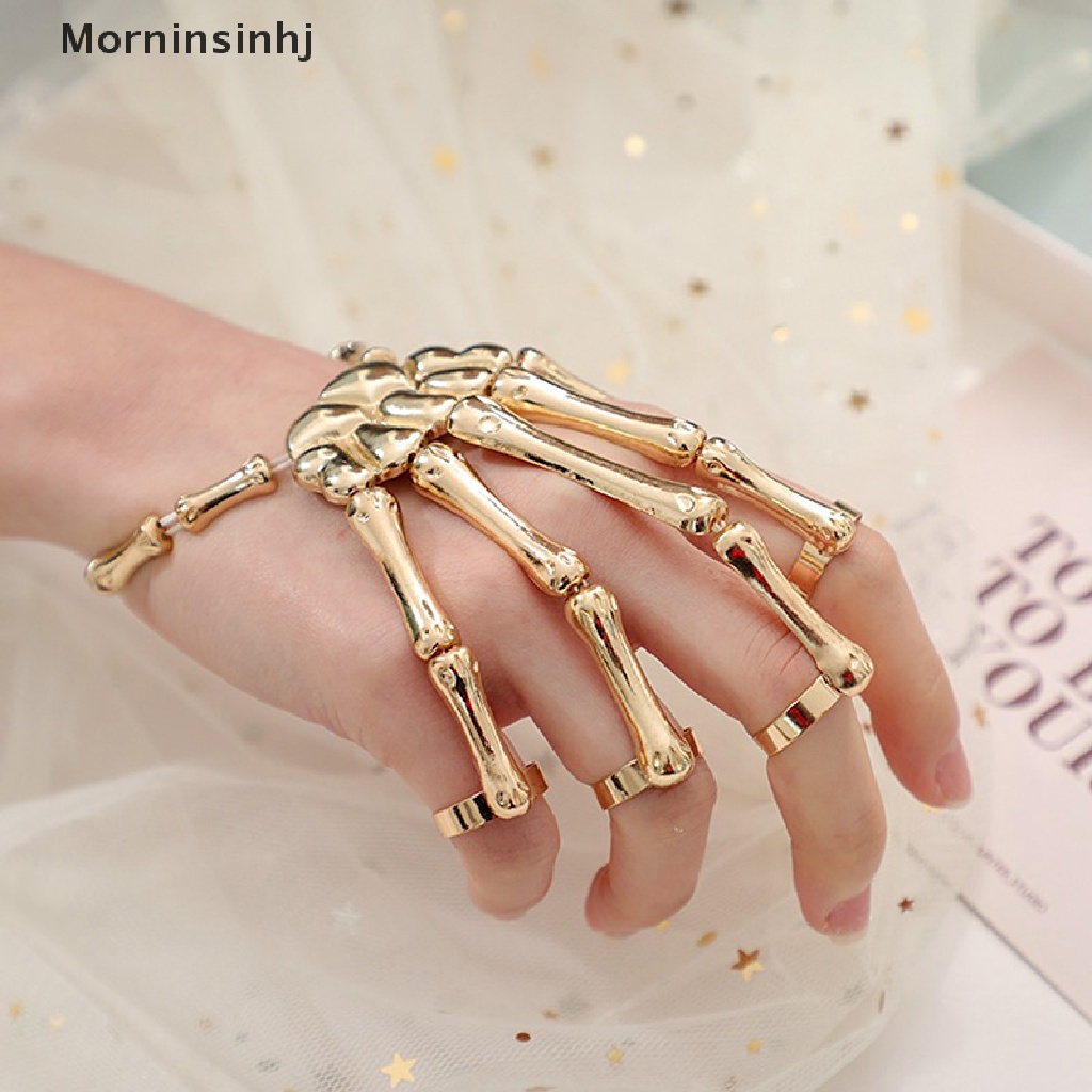 Mornin Steam Punk Gelang Gothic Tangan Tengkorak Kerangka Adjustable Bangles Perhiasan id