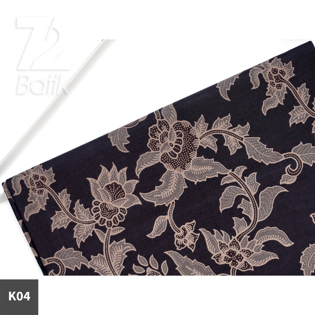 KAIN BATIK PREMIUM Katun Motif Kembang Tulip Warna Hitam 723279 Cap 72 Jarik Jarit Samping Kebat Panjang Batik Katun Modern Premium Bahan Seragam Batik Pernikahan Kantor Keluarga Murah Kamen Jadi Batik Bali Lembaran