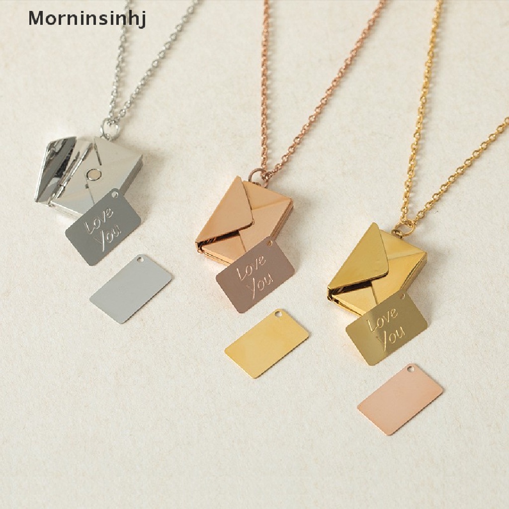 Mornin Kreatif Amplop Kalung Titanium Huruf Cinta Surat Amplop Liontin INS id