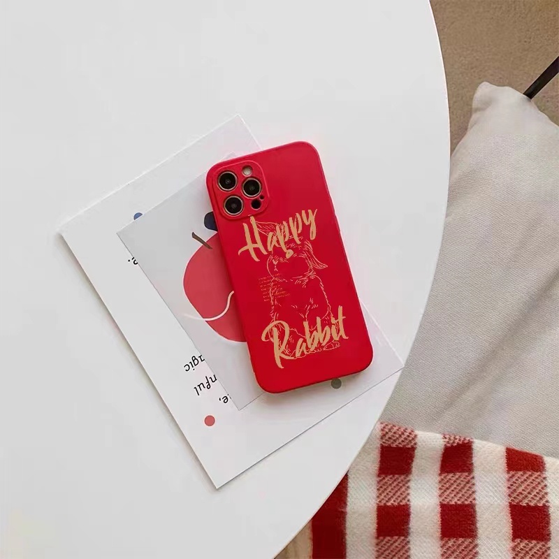 IPHONE Ins Pola Kelinci Cocok Untuk Iphone14 14pro 14plus 13 13pro 13prm iPhone12 7Plus 8Plus Xr XS 13 Pro Max Empat Sudut Casing Ponsel Tahan Guncangan