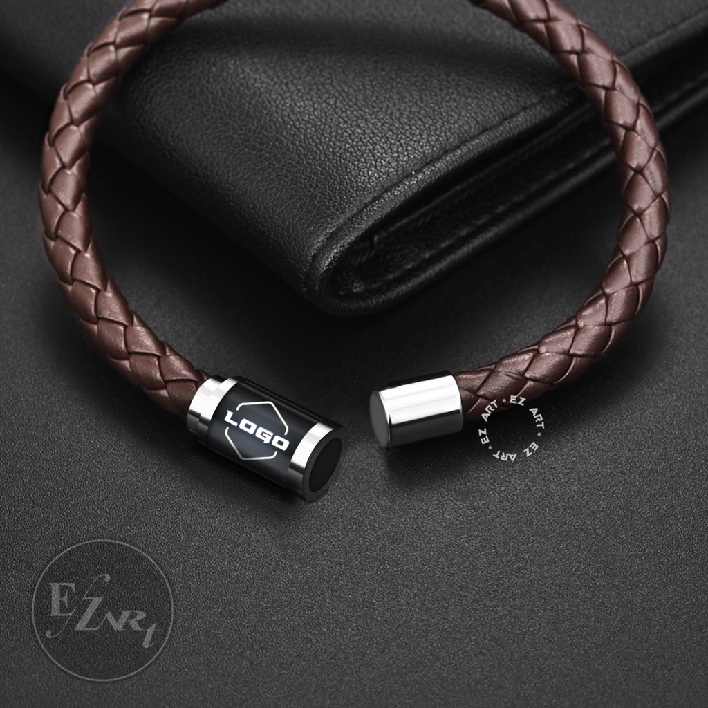 GELANG CUSTOM LOGO REQUEST TULISAN GAMBAR TALI KULIT KEPANG KAIT TABUNG MAGNET KACA EPOXY STAINLESS STEEL PRIA WANITA