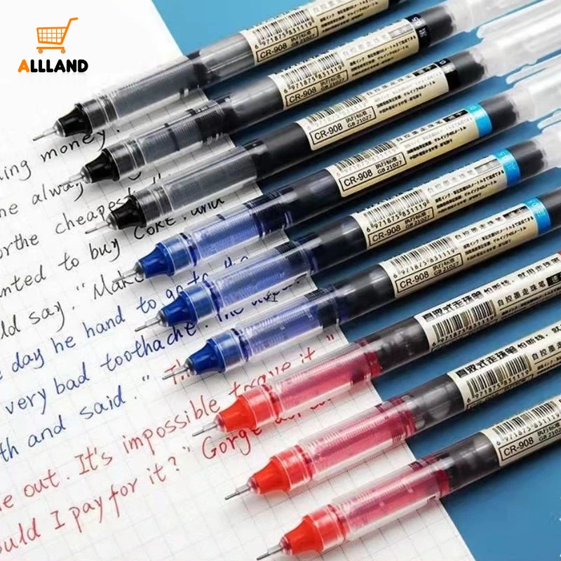 Pulpen Lurus Ballpoint Kapasitas Besar/Pensil Tinta Gel 0.5 Mm Hitam Biru Cepat Kering/Bolpen Tanda Tangan Ujian Siswa Kantor Sekolah