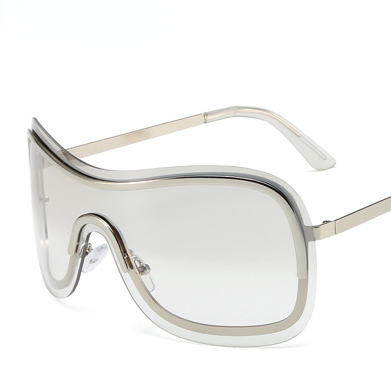 Eropa Dan Amerika Ins Fashion Kacamata Hitam Tanpa Bingkai Kepribadian Square One-piece Lens Sunglasses Kacamata Tabir Surya Perjalanan Jalan Pria Dan Wanita