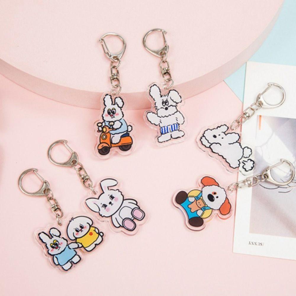 [Elegan] Puppy Gantungan Kunci Hadiah Natal Anak Hadiah Gantungan Kunci Mobil Perhiasan Ornamen Handbag Liontin Bunny Keyring