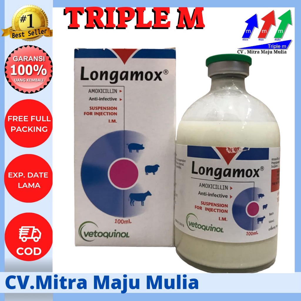 LONGAMOX 100 ml TRIPLE M - Obat Penyakit Pernafasan Hewan Ternak