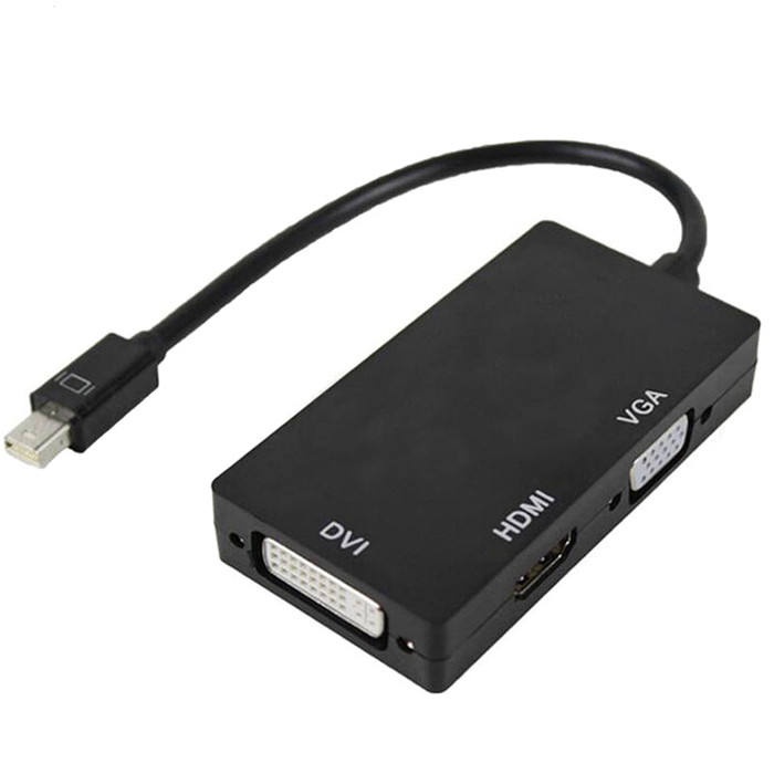 Converter Mini Display Port / Thunderbolt to 3 In 1 HDMI, VGA, DVI High Quality