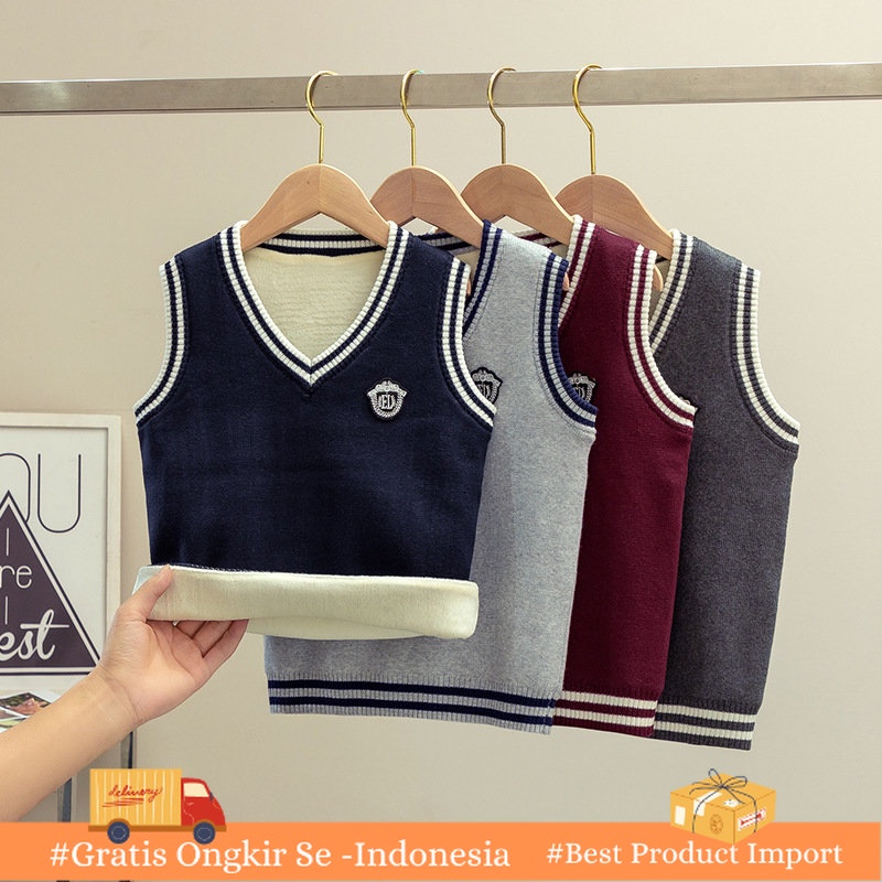 Vest Korea       Korea Boys' College  Bulu Berlapis Rompi Rajut Anak Leher V Utama siswa Sekolah Swe
