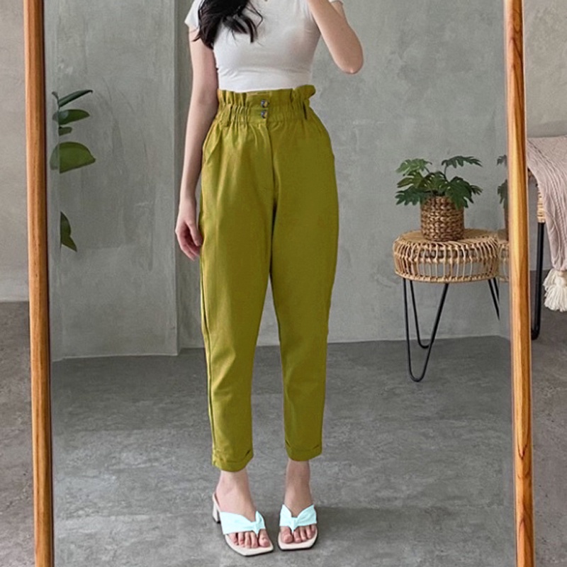 YUTA PANTS - Baggy Pants Linen Highwaist Terlaris - Celana Panjang Wanita - Celana Harem Kekinian allsize fit to L Hk-21