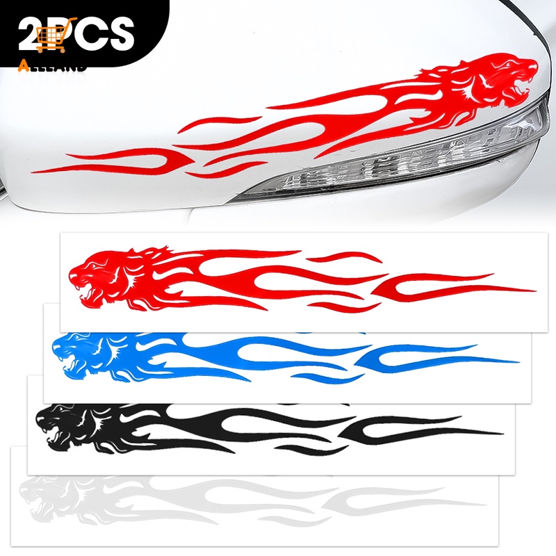 2pcs/pasang Keren Pola Harimau Api Perekat Diri Stiker Mobil/PET Tahan Air Otomotif Styling Decal/DIY Kendaraan Pribadi Aplikasi Dekorasi