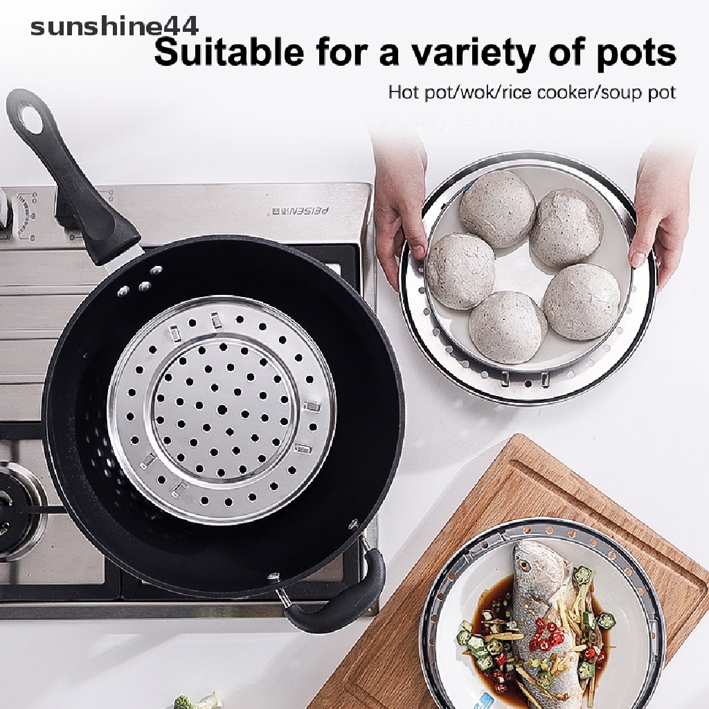 Sunshine 1Pc al Rak Kukusan Tempat Makanan Stainless Steel Steamer Tray Rack ID