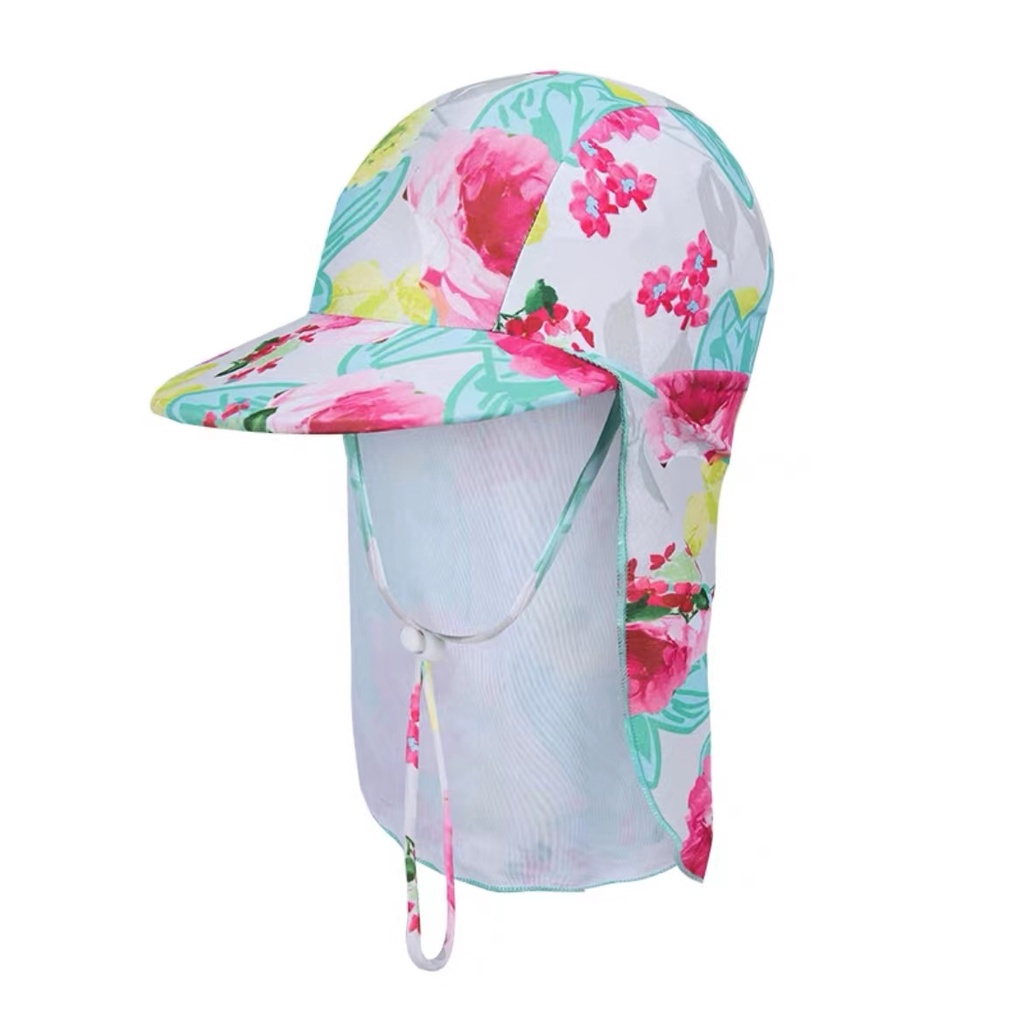 topi renang anak topi pantai cewek perempuan bayi swimming flat hat 6bln-8th SPF50+