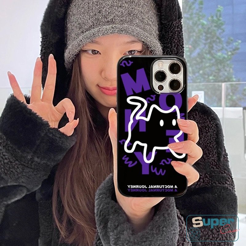 Anjing Lucu Dengan Kacamata Hitam Glossy Case Kompatibel Untuk IPhone 7plus XR 11 Pro Max13 14 12 Pro Max 7 8 Plus X XS Max SE 2020 Fashion Scare Kartun Kucing Shockproof Halus Lembut Casing Belakang