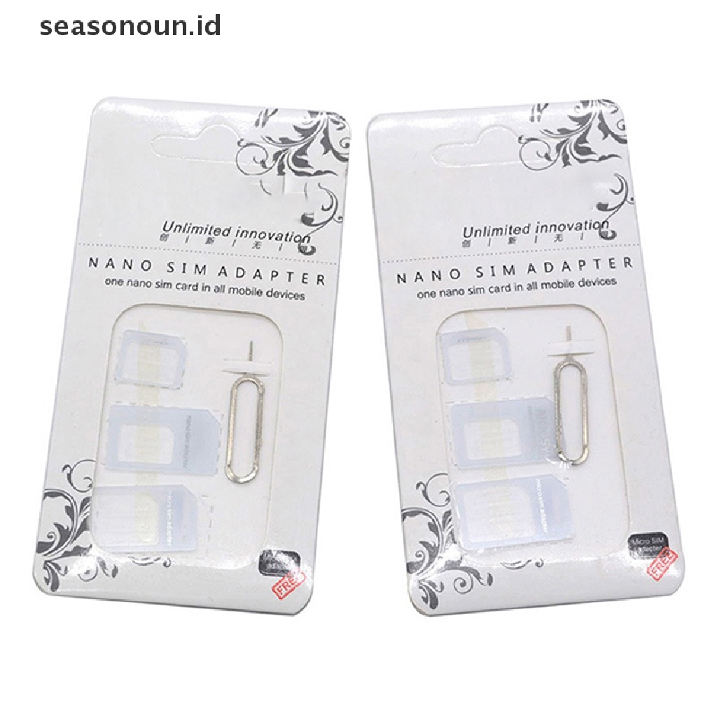 Seasonoun 2set 4in1 Ubah Nano SIM Card Ke Micro Standard Adapter Converter Set Untuk Router Wireless USB 4G LTE.