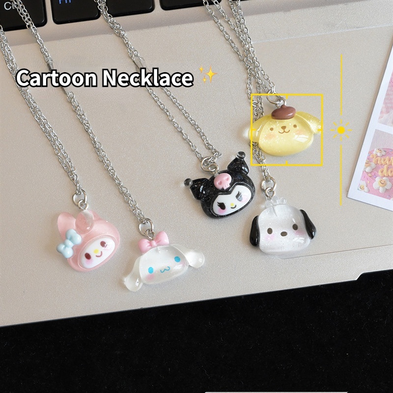 Kalung Liontin Anime Kartun/Kalung Rantai Kuromi Cinnamoroll Lucu Fashion Jewelry