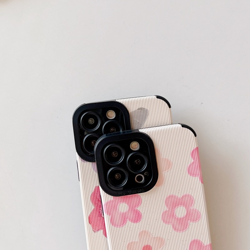 Pretty Pink Flower Soft Case HP iP iPhone 11 12 13 14 Pro Max 7 8 + Plus SE 2020 X XR SE 2020 XS Max FTD Stripe Casing Apple