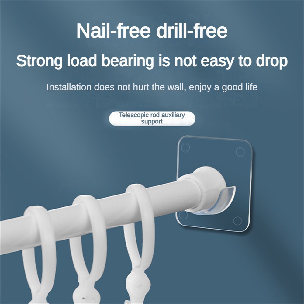 ღ Lemari Telescopic Rod Hiasan Dinding Kain Penyimpanan Pemegang Kuat Perekat Rod Bracket Kamar Mandi Shower Rod Ketegangan Retainer lemari Penyimpanan Aksesoris