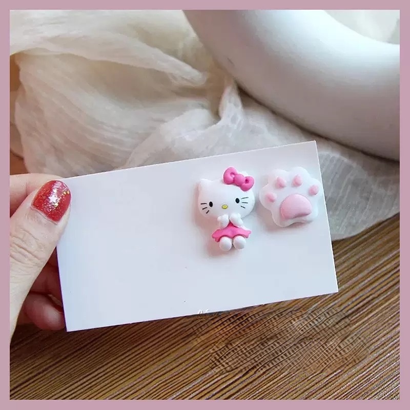 Anting Tusuk Gambar Kartun Yang Indah Dinosaurus Kelinci Panda Bunga Wortel Hello Kitty Earrings Perhiasan Untuk Wanita Anak