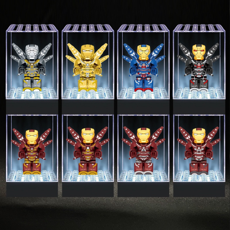 Iron Man Marvel Series Hulk Armor Mark Steel Armor Display Box Dekorasi Desktop Rakitan Blok Bangunan Mainan