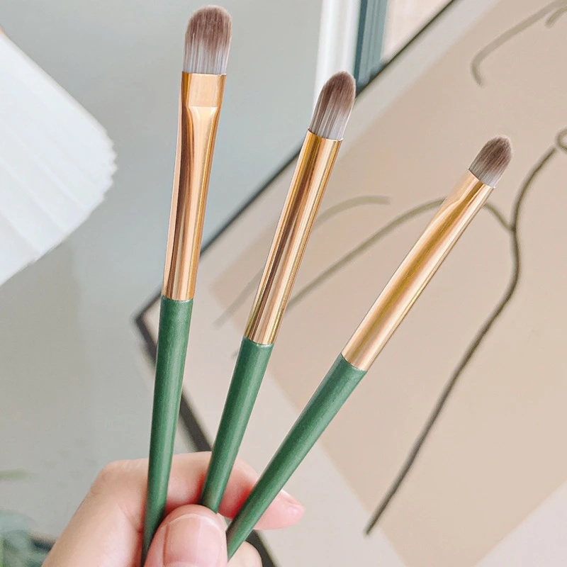 3pcs Set Kuas Eye Shadow Profesional/Eyeliner Sintetis Premium Tidur Silkworm Brush Make up Brush/Untuk Mengaplikasikan Concealer, Alis, Eye Shadow/Alat Kosmetik Basic