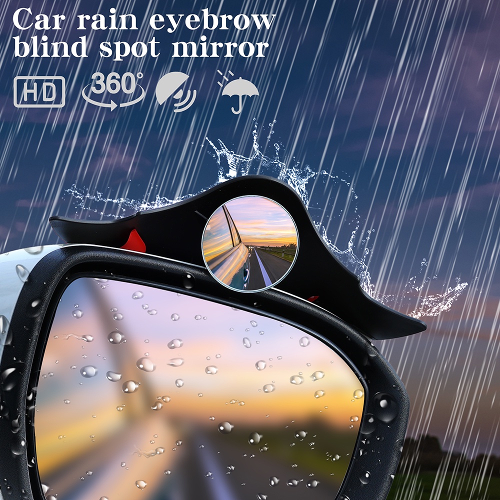 1pasang Rain Brow Blind Spot Mirror Perekat Dua-Dalam-Satu Kaca Spion Mobil 360derajat Rain-proof Cermin Bantu Aksesoris Keselamatan Mobil