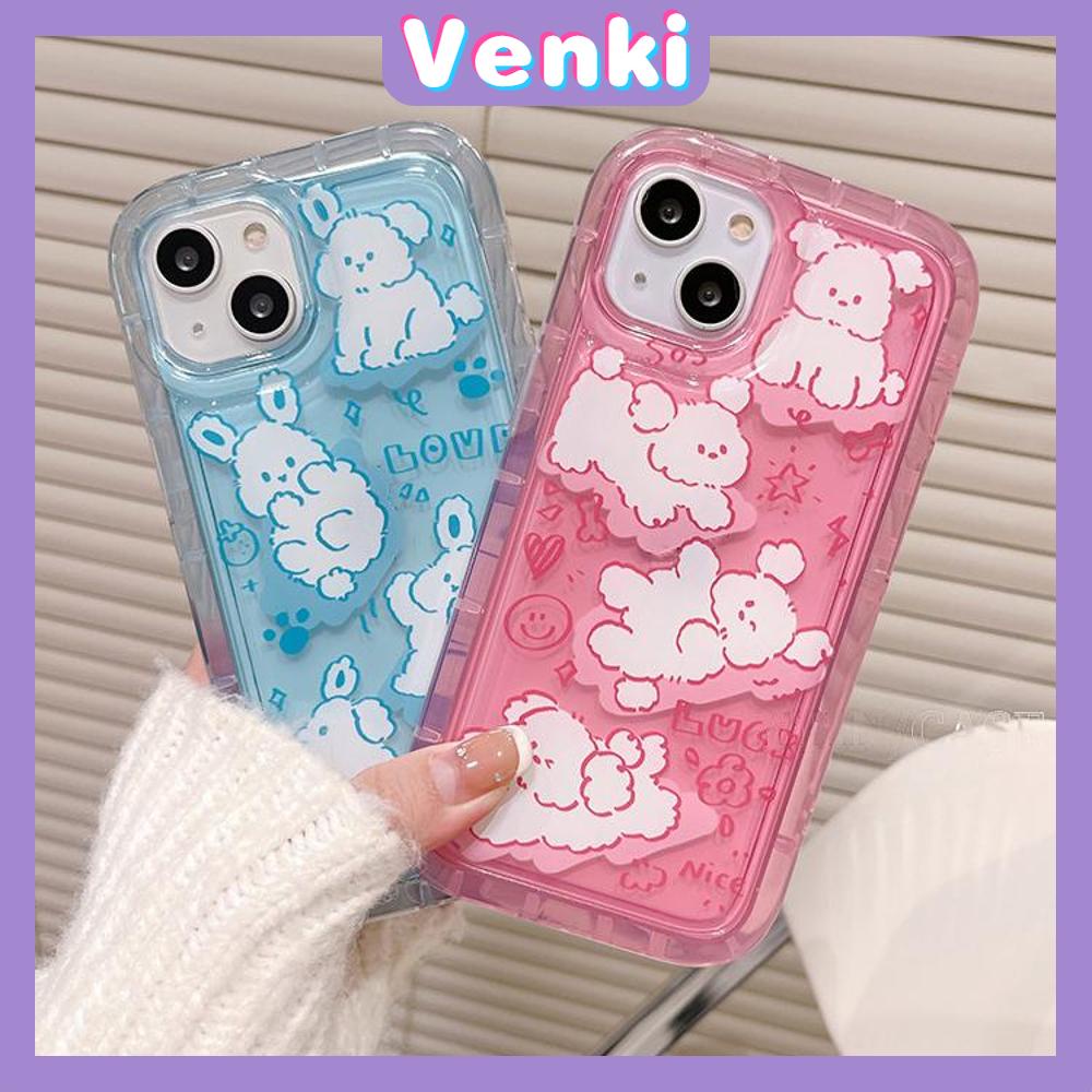 Case For iPhone 14 Pro Max Soft TPU Clear Pink Blue Jelly Airbag Case Cute Rabbit and Dog Camera Protection Shockproof For iPhone 14 13 12 11 Plus Pro Max 7 Plus X XR