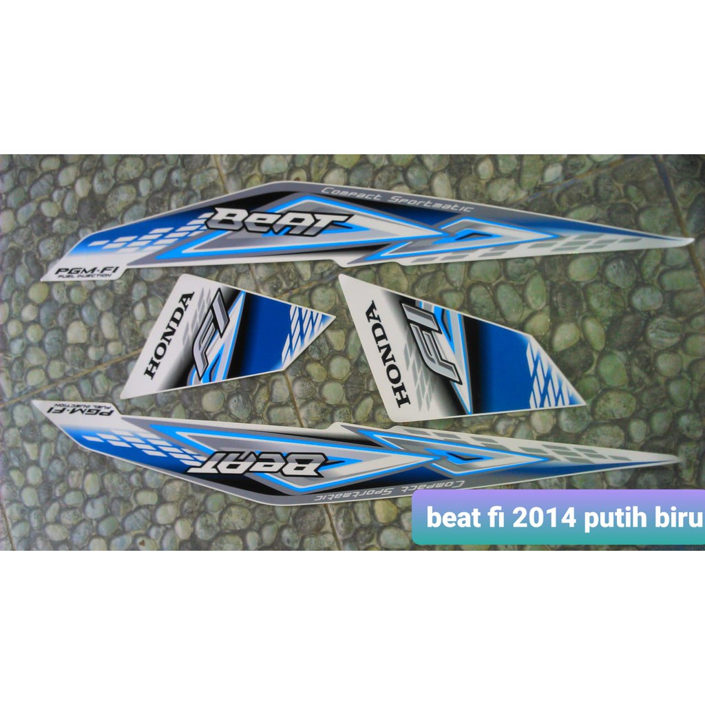 Sticker Striping honda beat fi 2014 putih biru