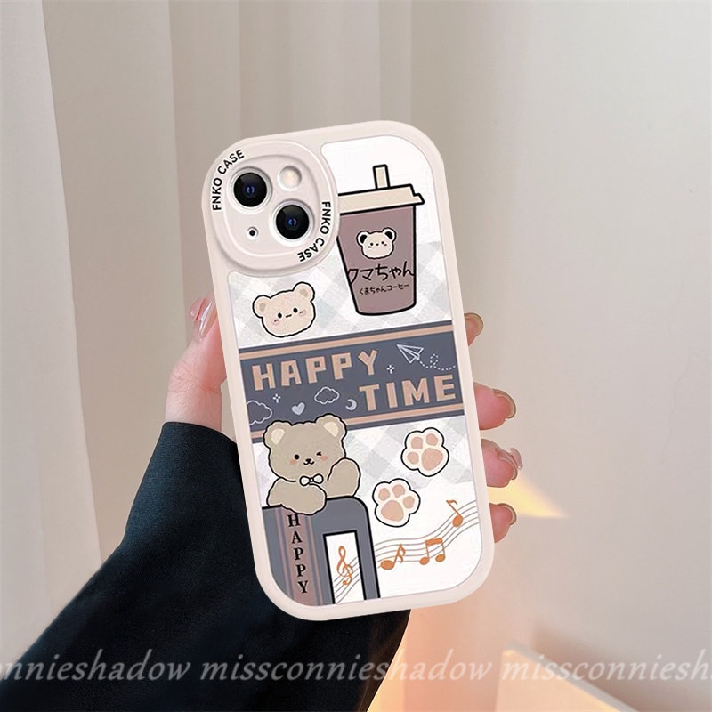 Case Pasangan Kalender 2023 Infinix Hot10 9 11 Play Hot 10s 10T 11s Hot 10 Lite Infinix Smart5 6 Note8 Fashion Diamond Lattice Happy Bear Milk Tea Soft Cover