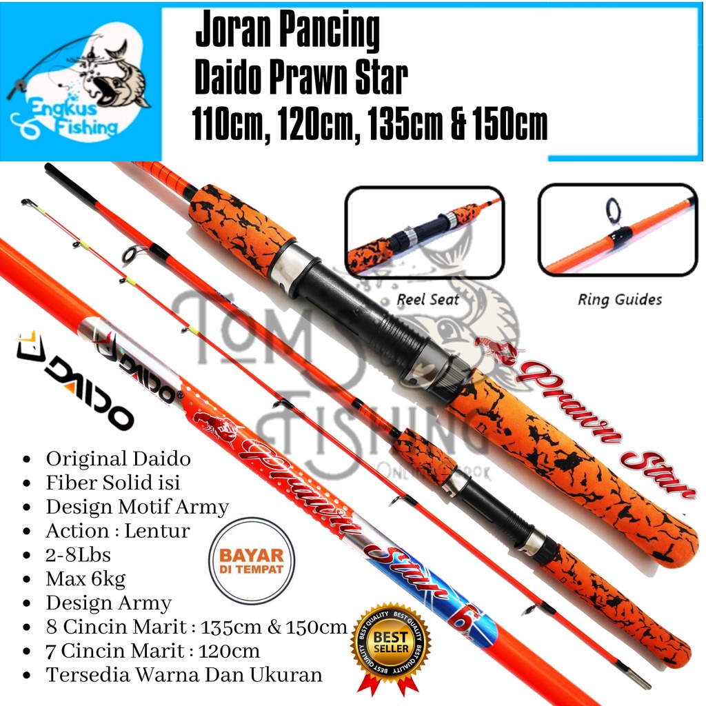 Joran Pancing Daido Prawn Star 100cm - 150cm (2-8Lbs) Lentur Murah Solid - Engkus Fishing