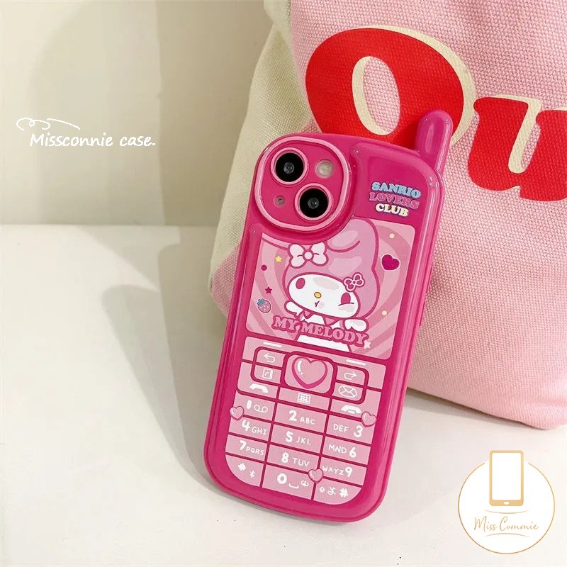 IPHONE Kepribadian Kreatif Casing Bentuk Ponsel Retro Kompatibel Untuk Iphone14 11 13 12 Pro Max7 8 Plus X XR XS MAX SE 2020 Kartun Lucu Ungu Kuromi Roes Melodi Merah Glossy Soft Cover