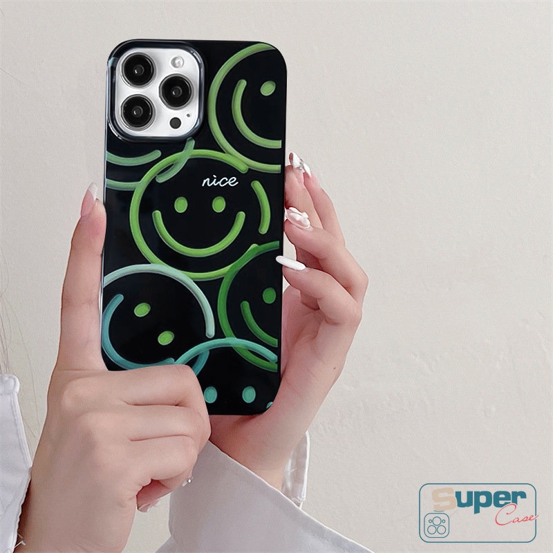 Casing Ponsel Kartun Pink Cherry Kompatibel Untuk IPhone 7plus 14 11 13 12 Pro Max7 8 Plus XR X XS Max SE 2020 Keren Hitam Cinta Hati Smiley Shockproof Glossy Halus Soft Cover