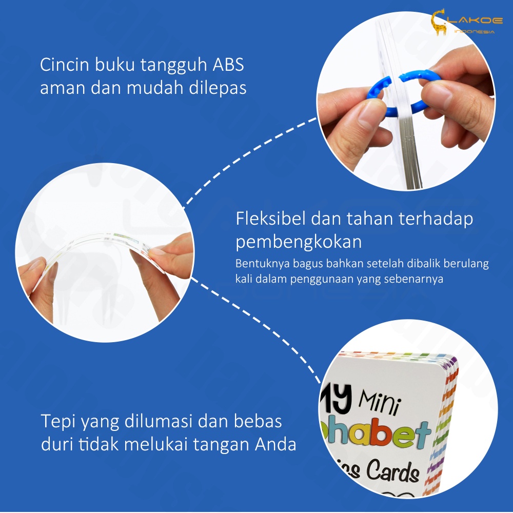 Lakoe Mainan Flashcard Huruf anak bayi/Edukasi Kartu Pintar Abjad Anak waterproof